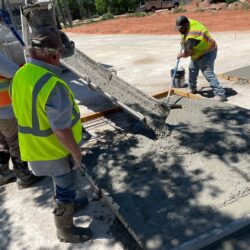 Pouring concrete foundation